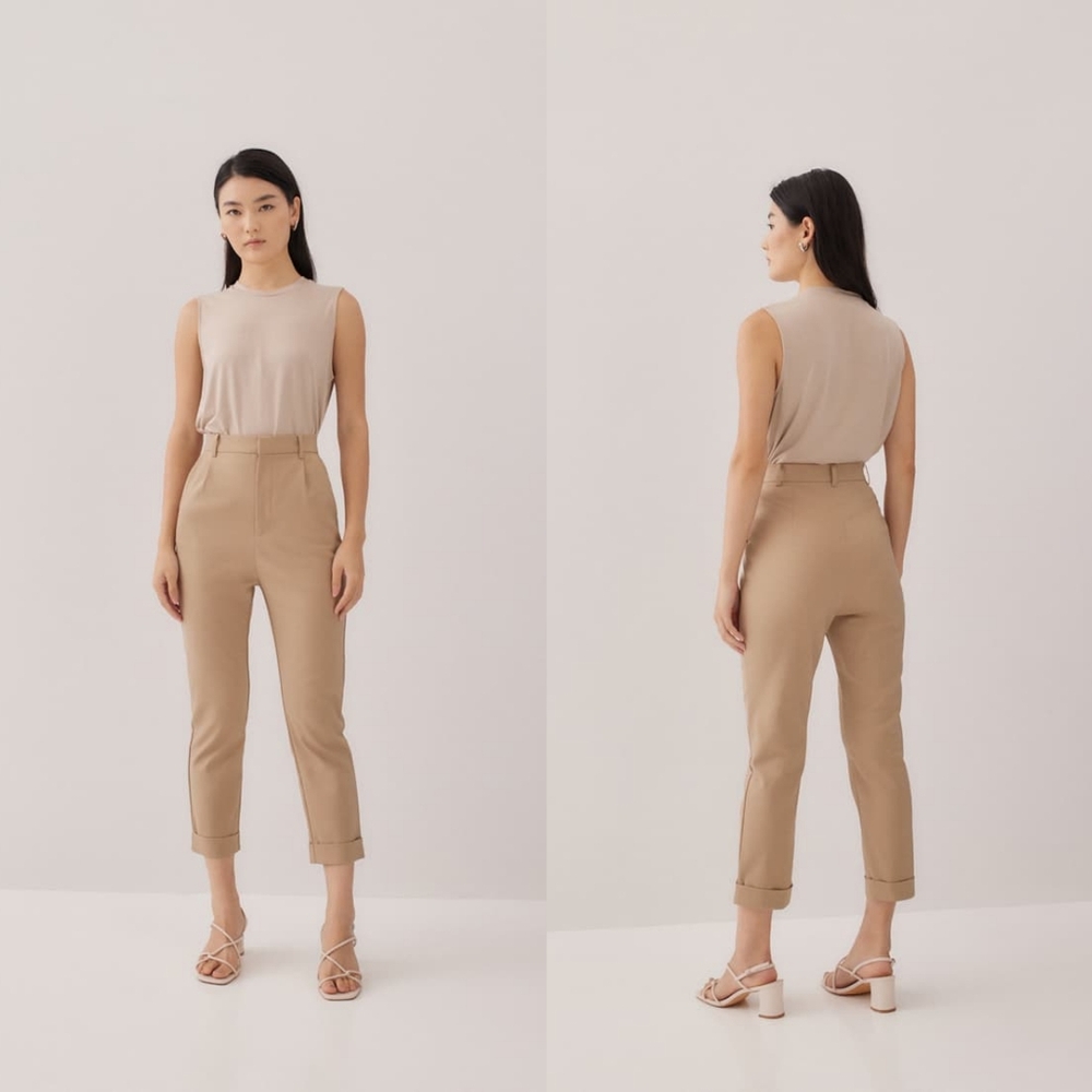 Love Bonito size small/medium Alby tailored peg leg chino pants in khaki